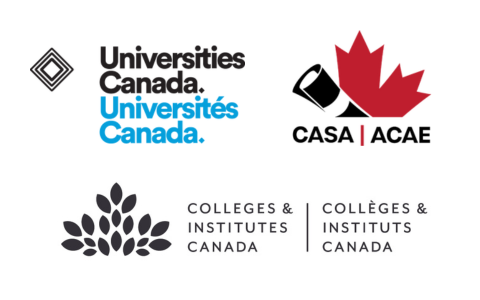 Logos for Universities Canada, Canadian Alliance of Student Associations and Colleges & Institutes Canada