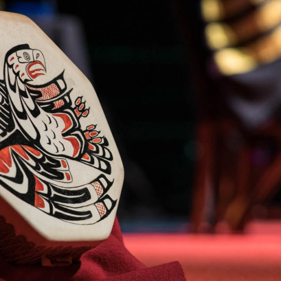 Indigenous drum at a convocation ceremony