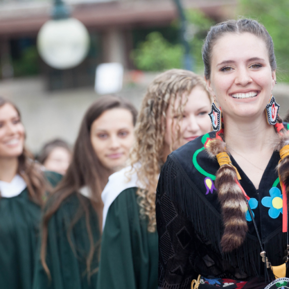 Student wearing traditional Regalia