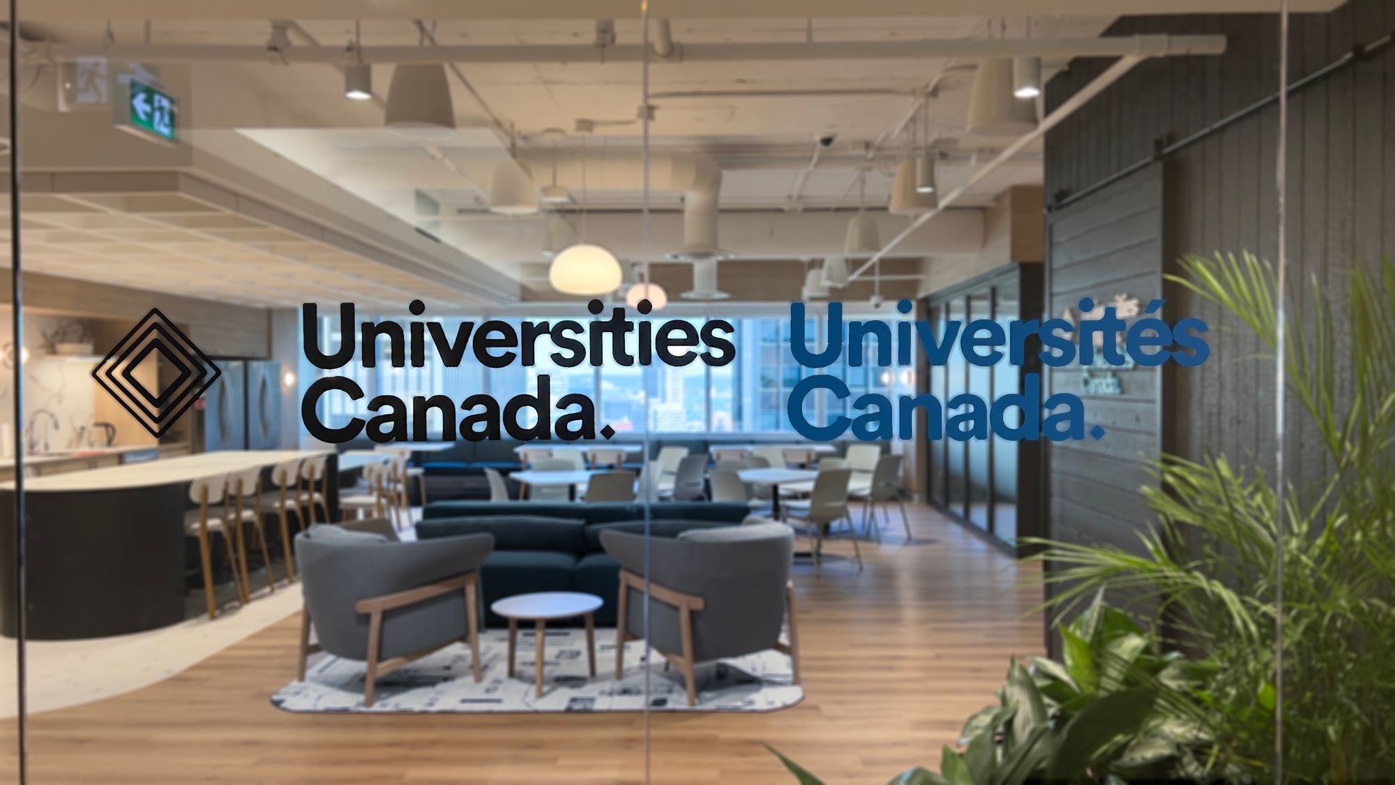 Universities Canada logo on glass office doors