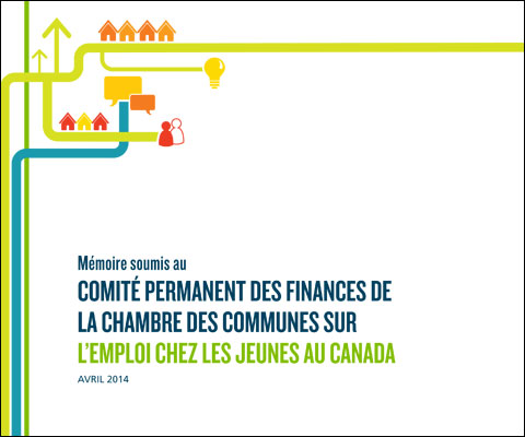 Text on photo: Brief submitted to the house of commons standing committee of finance on youth employment in Canada