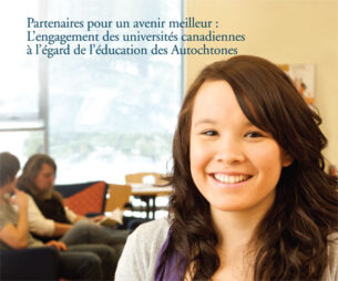 Text on image: Partner for a brighter future The Commitment of Canadas Universities to success in Aboriginal education