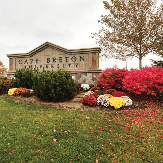 Cape Breton University entrance sign