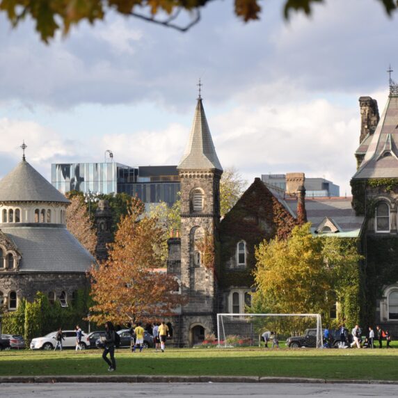 Photo of the University of Toronto Front Campus in fall.
