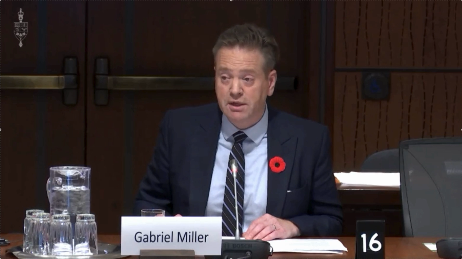 Gabriel Miller speaking to the Standing Committee on Science of Research (SRSR) on private sector investment in research and development.